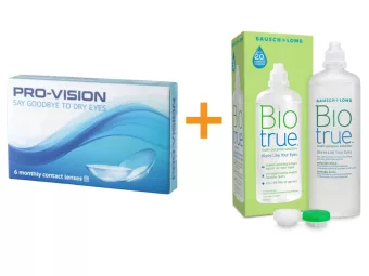   Pro-Vision (6 ks) - silikonový hydrogél, mesačné kontaktné šošovky + Biotrue (300 ml)