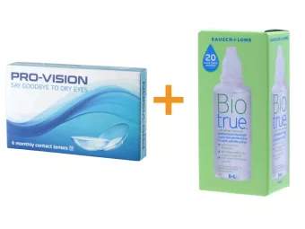   Pro-Vision (6 ks) - silikonový hydrogél, mesačné kontaktné šošovky + Biotrue (60 ml)
