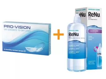   Pro-Vision (6 ks) - silikonový hydrogél, mesačné kontaktné šošovky + ReNu MultiPlus (360 ml)